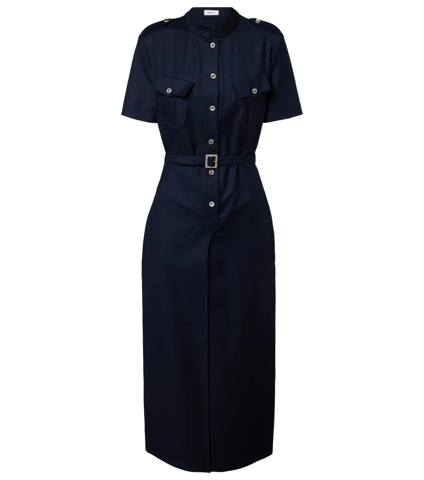 Alexander McQueen Belted wool gabardine shirt dress