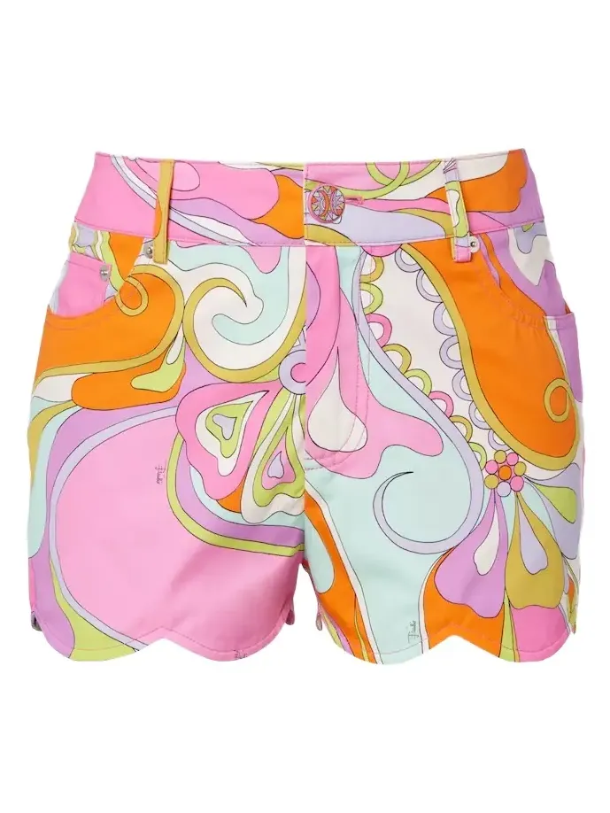 Orchidee scalloped cotton shorts