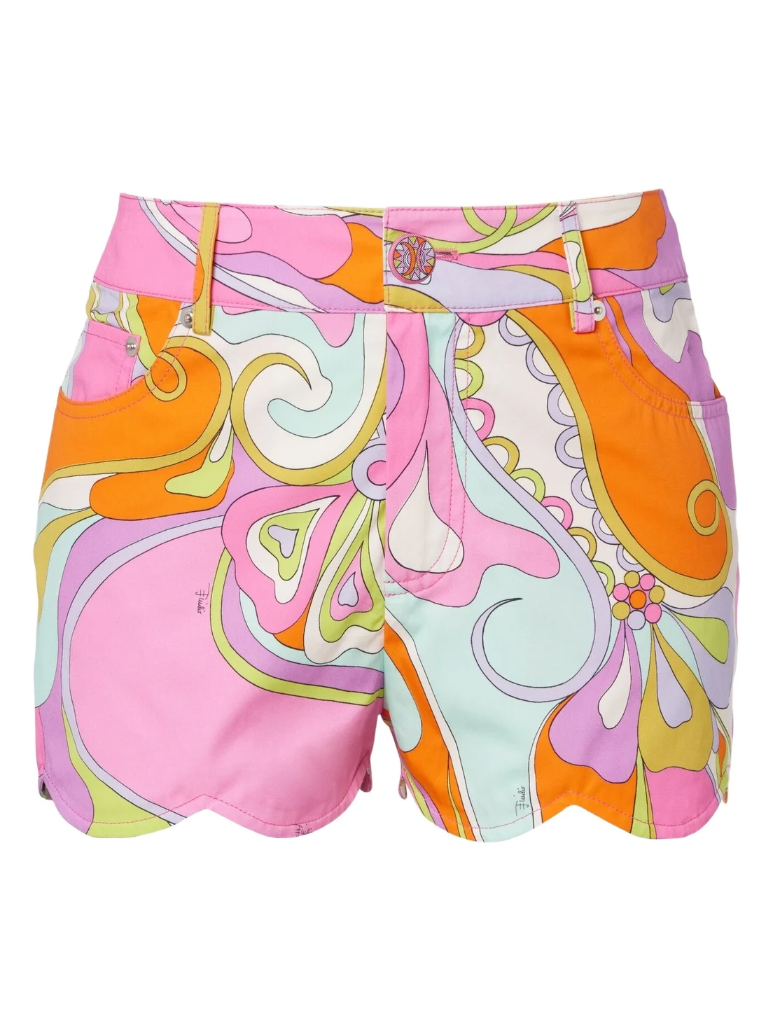 PUCCI Orchidee scalloped cotton shorts