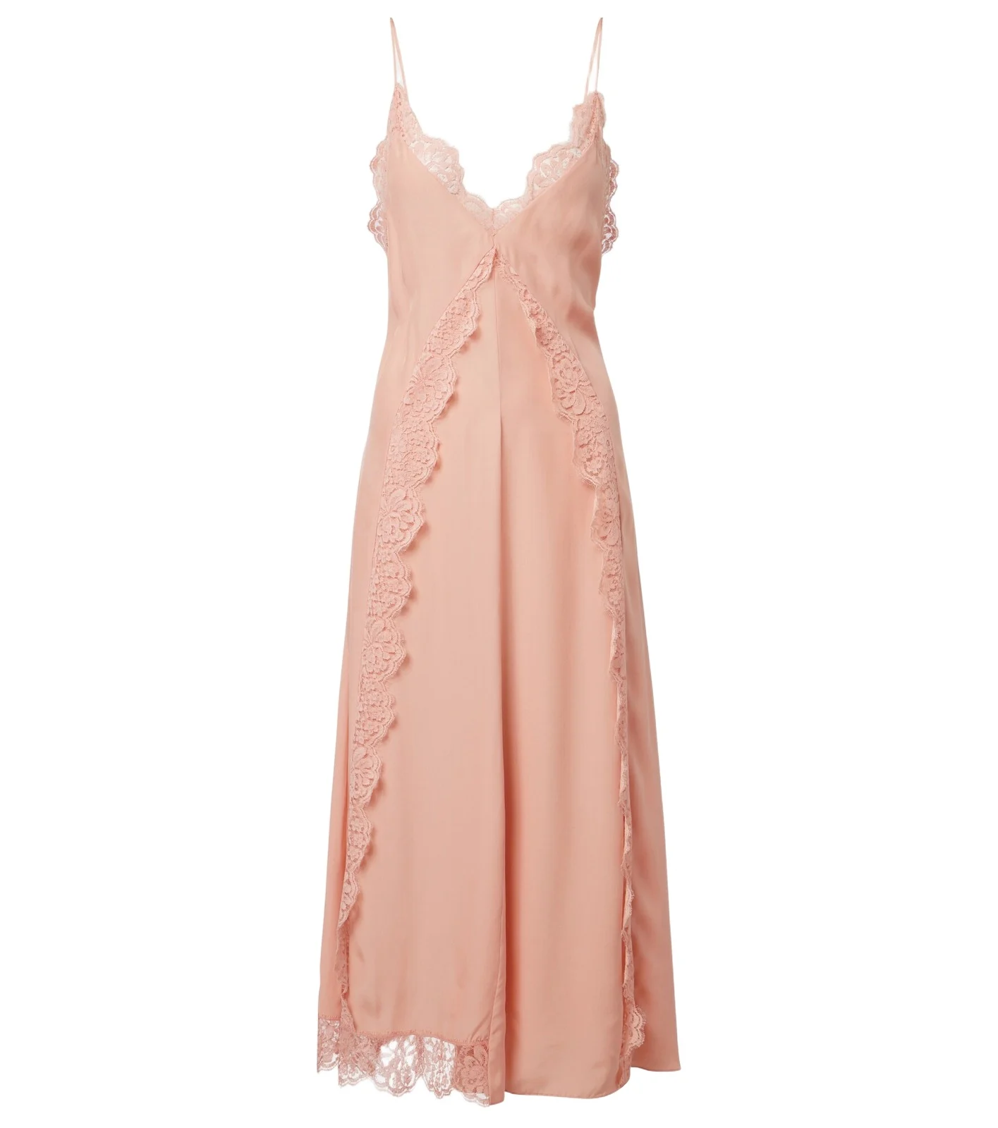 Lace-trimmed silk midi dress