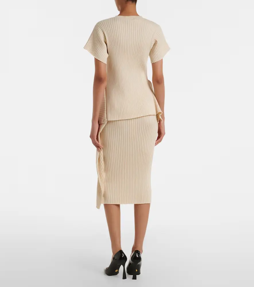 Stella McCartney Ribbed-knit cotton midi skirt | Thumbnail 3 Stella McCartney Ribbed-knit cotton midi skirt | Thumbnail 3