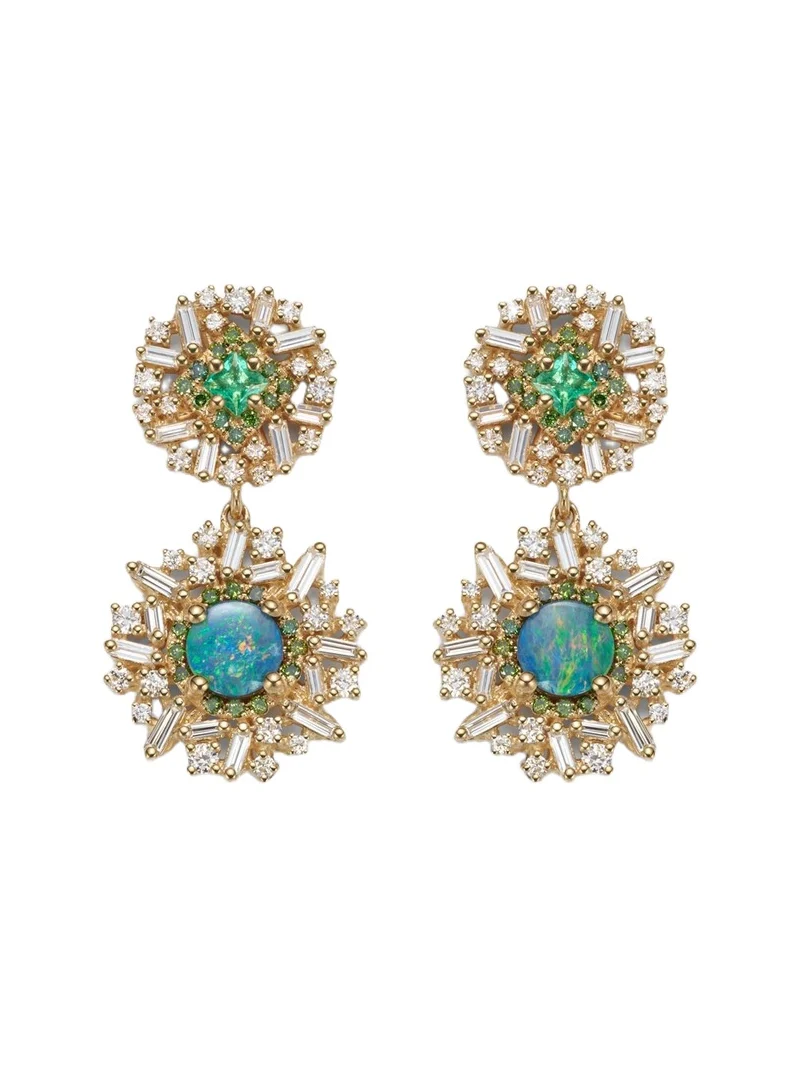 18kt gold drop earrings with gemstones 18kt gold drop earrings with gemstones