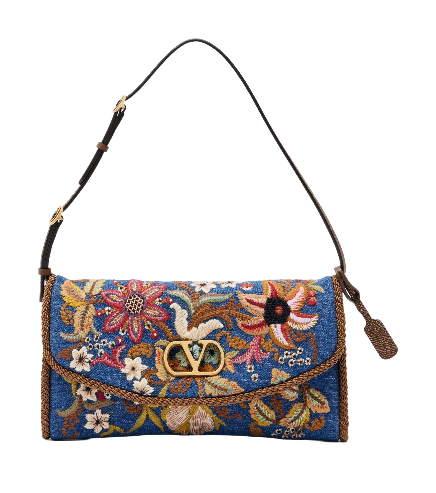 DeVain Small embroidered denim shoulder bag DeVain Small embroidered denim shoulder bag