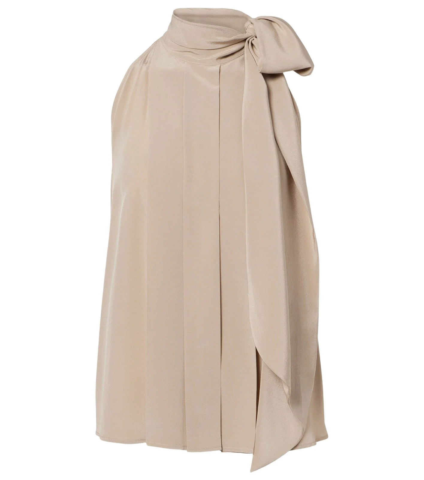 Pleated tie-neck silk crêpe de chine top Pleated tie-neck silk crêpe de chine top