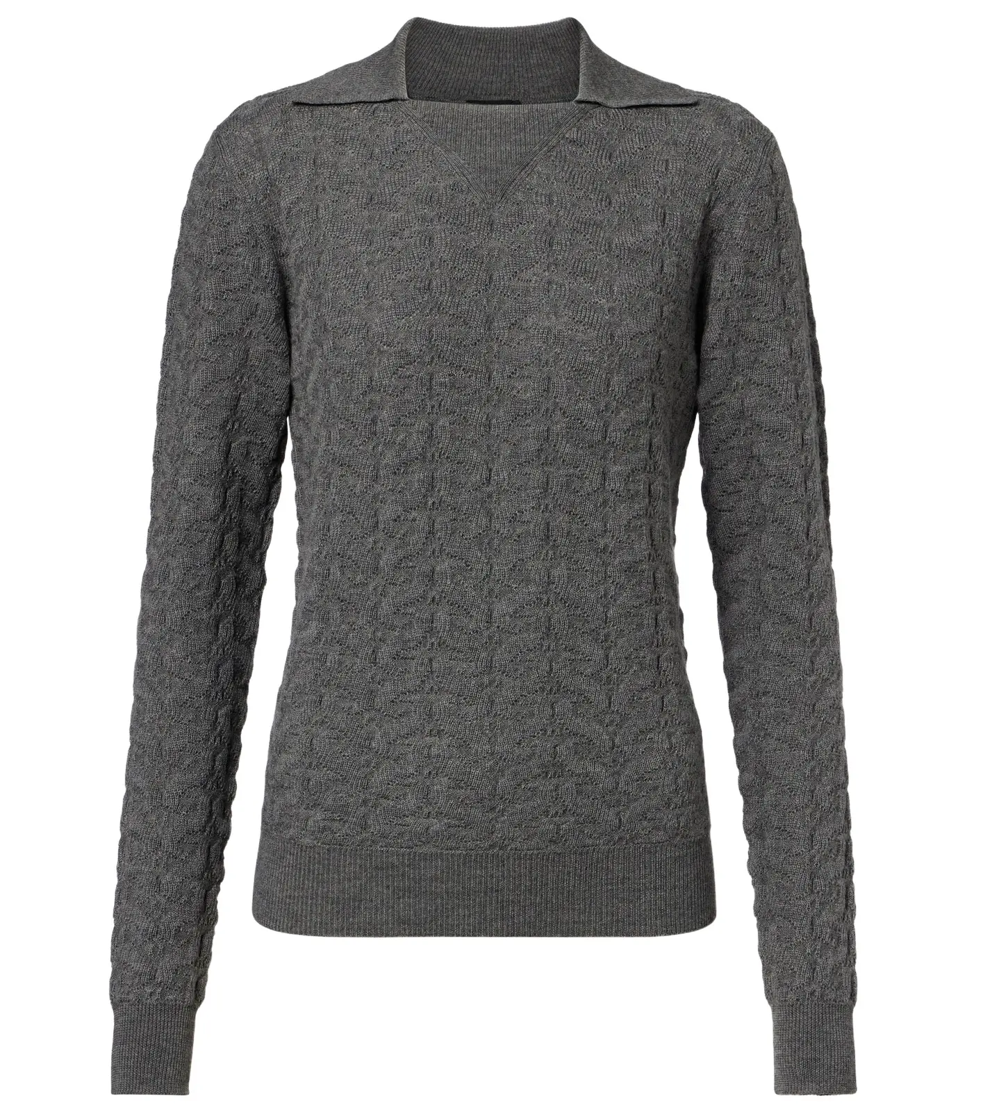 Cable-knit wool polo sweater Cable-knit wool polo sweater