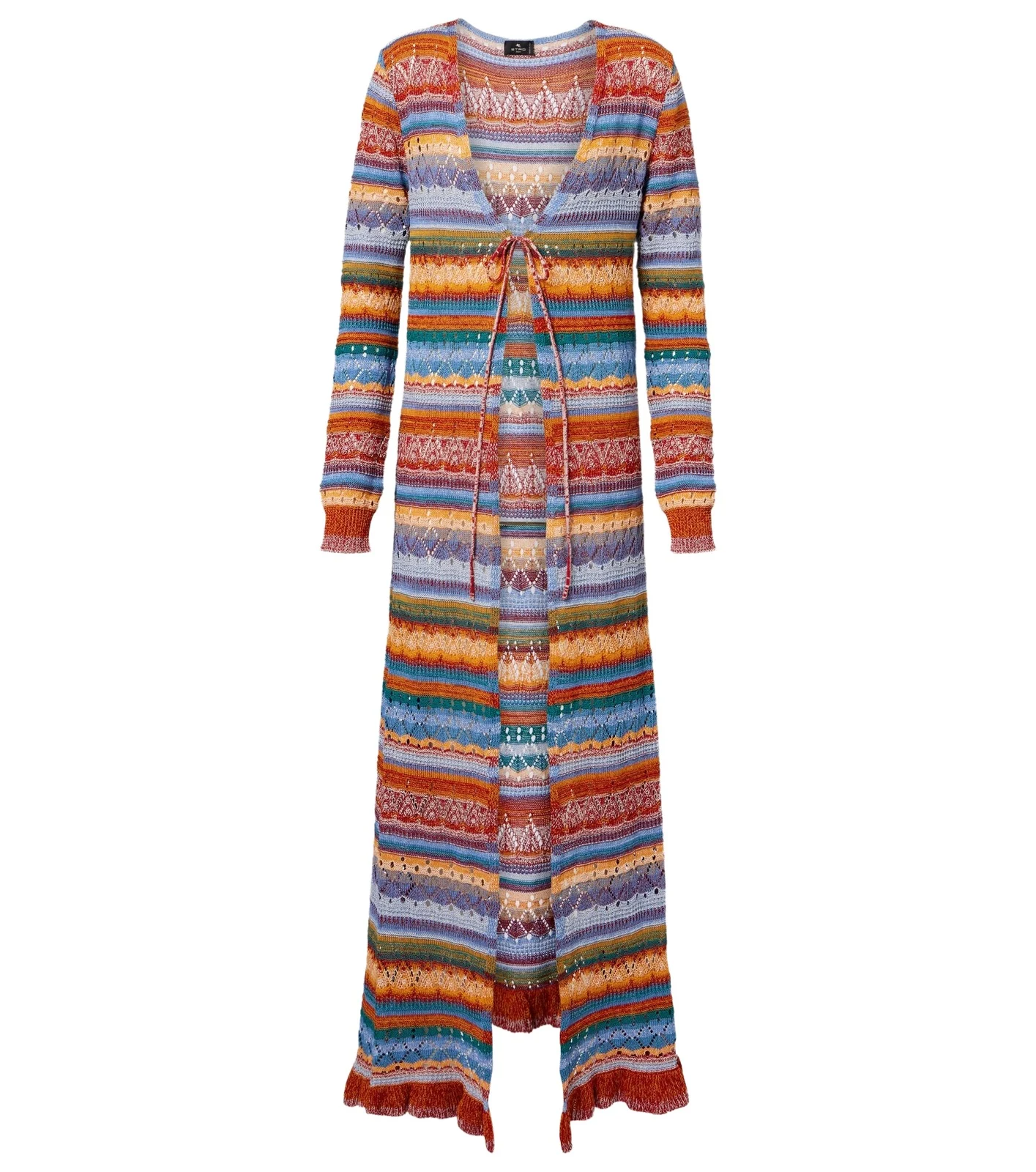 Crochet striped cotton cardigan