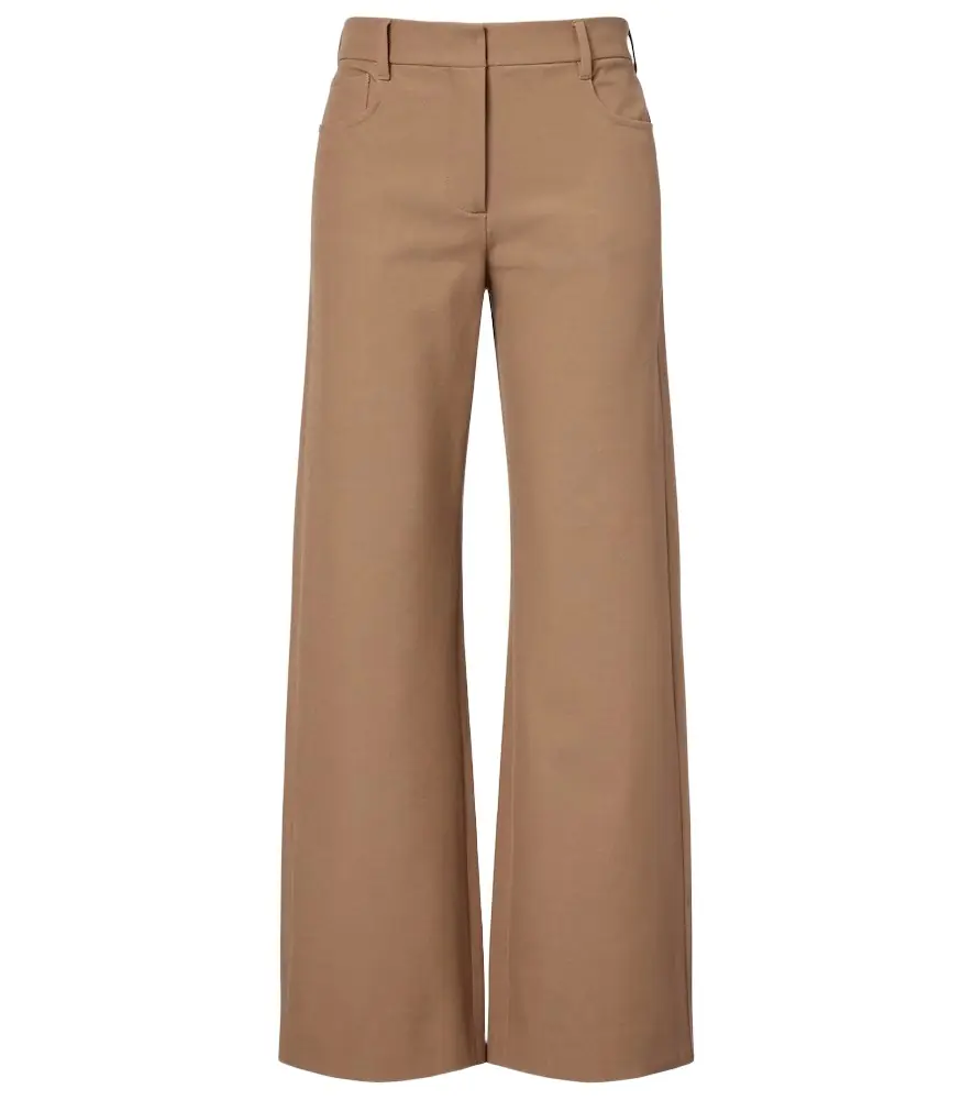 Cotton-blend wide-leg pants