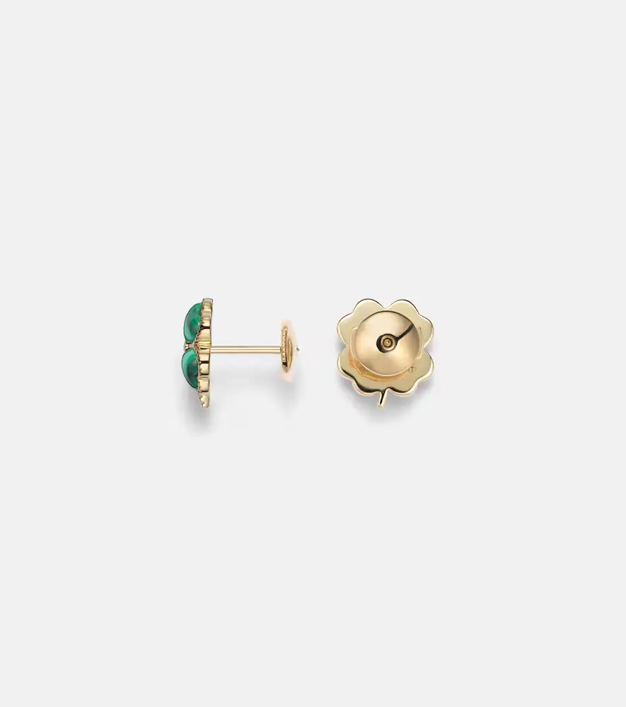 Yvonne Léon Yvonne Léon Puces Dôme Trèfle 9kt gold earrings with malachite and diamonds | Thumbnail 5 Yvonne Léon Yvonne Léon Puces Dôme Trèfle 9kt gold earrings with malachite and diamonds | Thumbnail 5