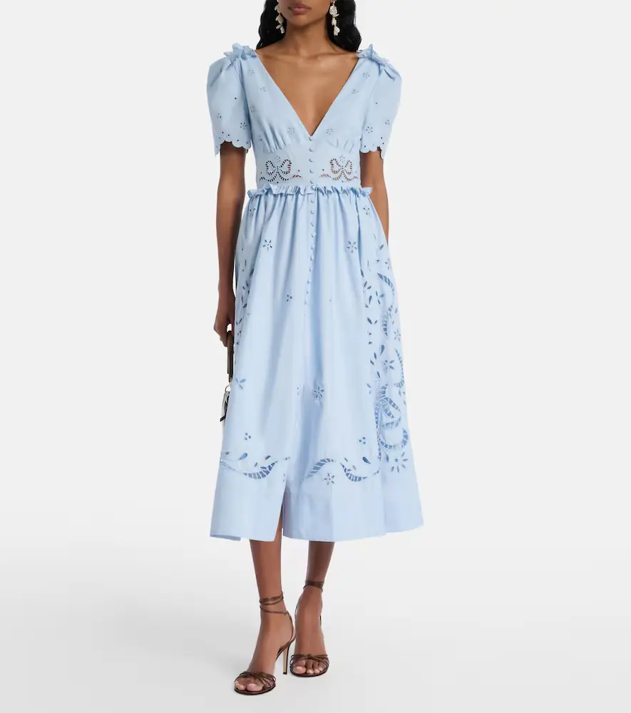Self-Portrait Broderie anglaise cotton-blend midi dress | Thumbnail 3 Self-Portrait Broderie anglaise cotton-blend midi dress | Thumbnail 3