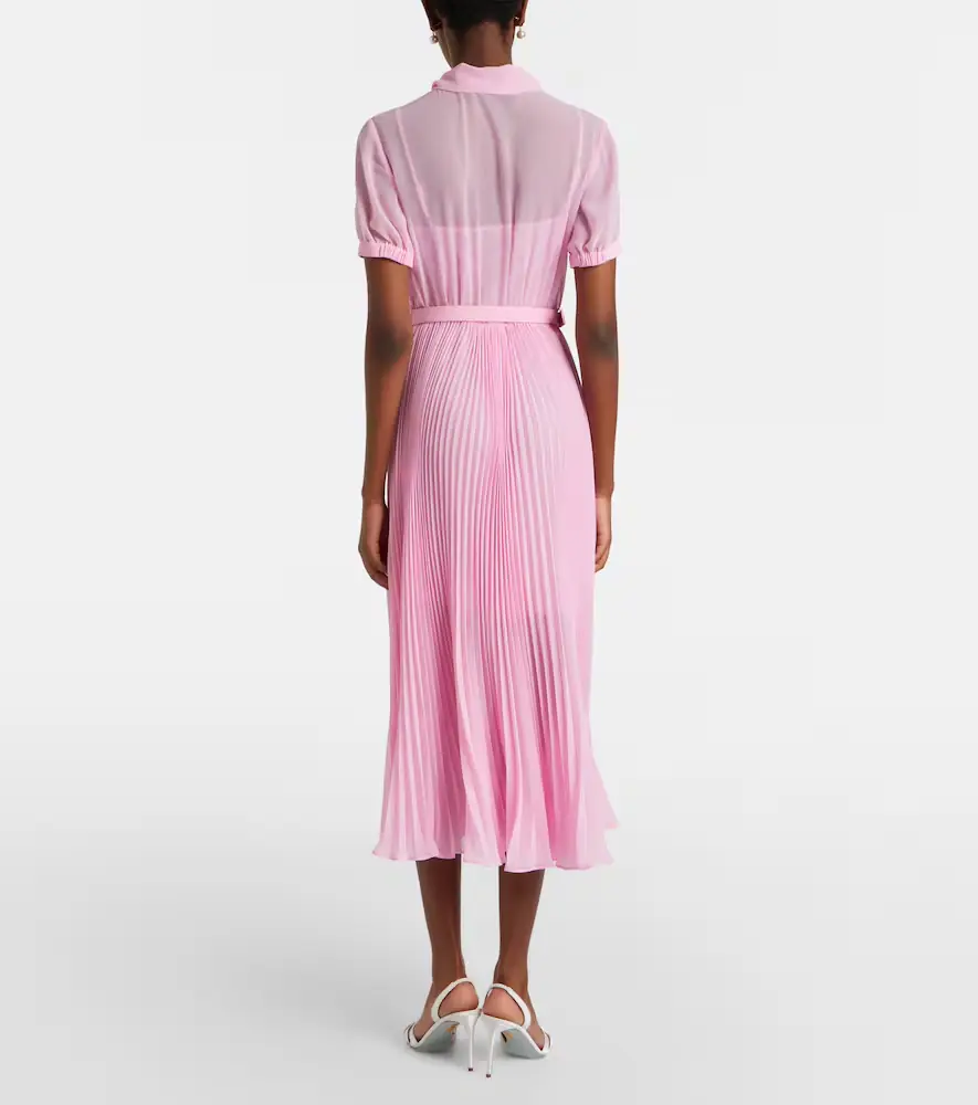 Self-Portrait Belted tie-neck georgette midi dress | Thumbnail 3