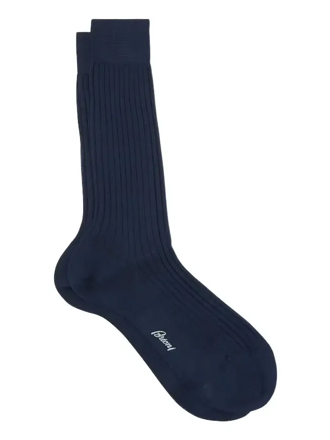 Ribbed-knit cotton socks