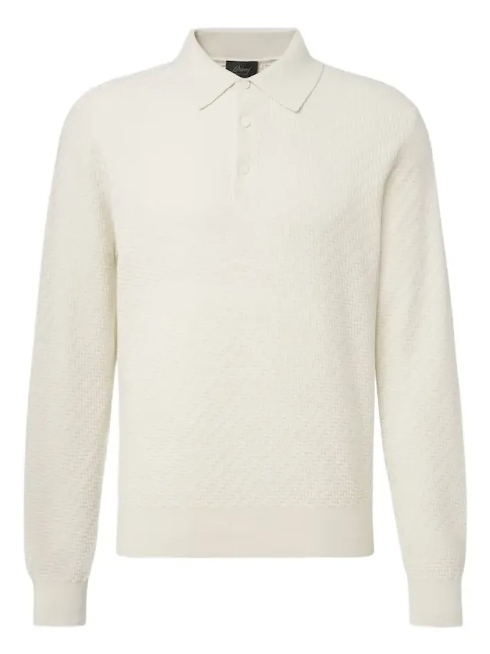 Cotton, silk, and cashmere polo sweater Cotton, silk, and cashmere polo sweater