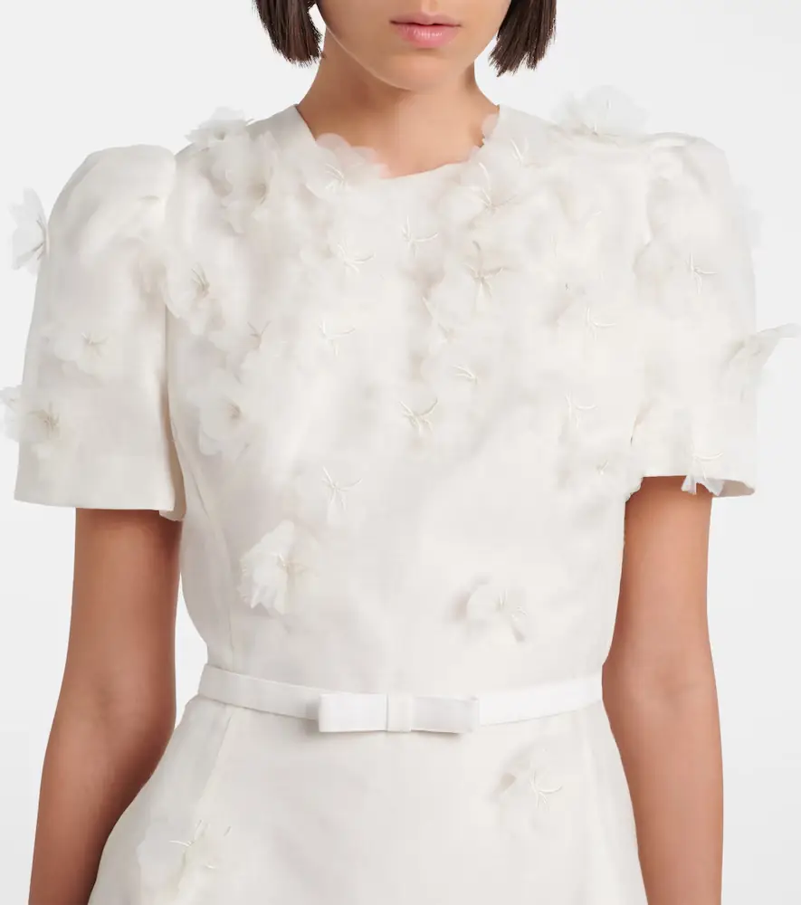Leo Lin Elyse floral-appliqué linen and silk minidress | Thumbnail 2 Leo Lin Elyse floral-appliqué linen and silk minidress | Thumbnail 2