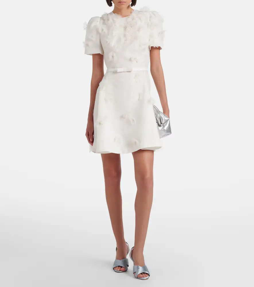 Leo Lin Elyse floral-appliqué linen and silk minidress | Thumbnail 4 Leo Lin Elyse floral-appliqué linen and silk minidress | Thumbnail 4