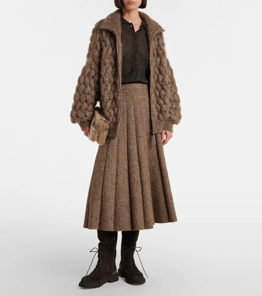 Brunello Cucinelli Open-knit sequined mohair and wool-blend cardigan | Thumbnail 2 Brunello Cucinelli Open-knit sequined mohair and wool-blend cardigan | Thumbnail 2