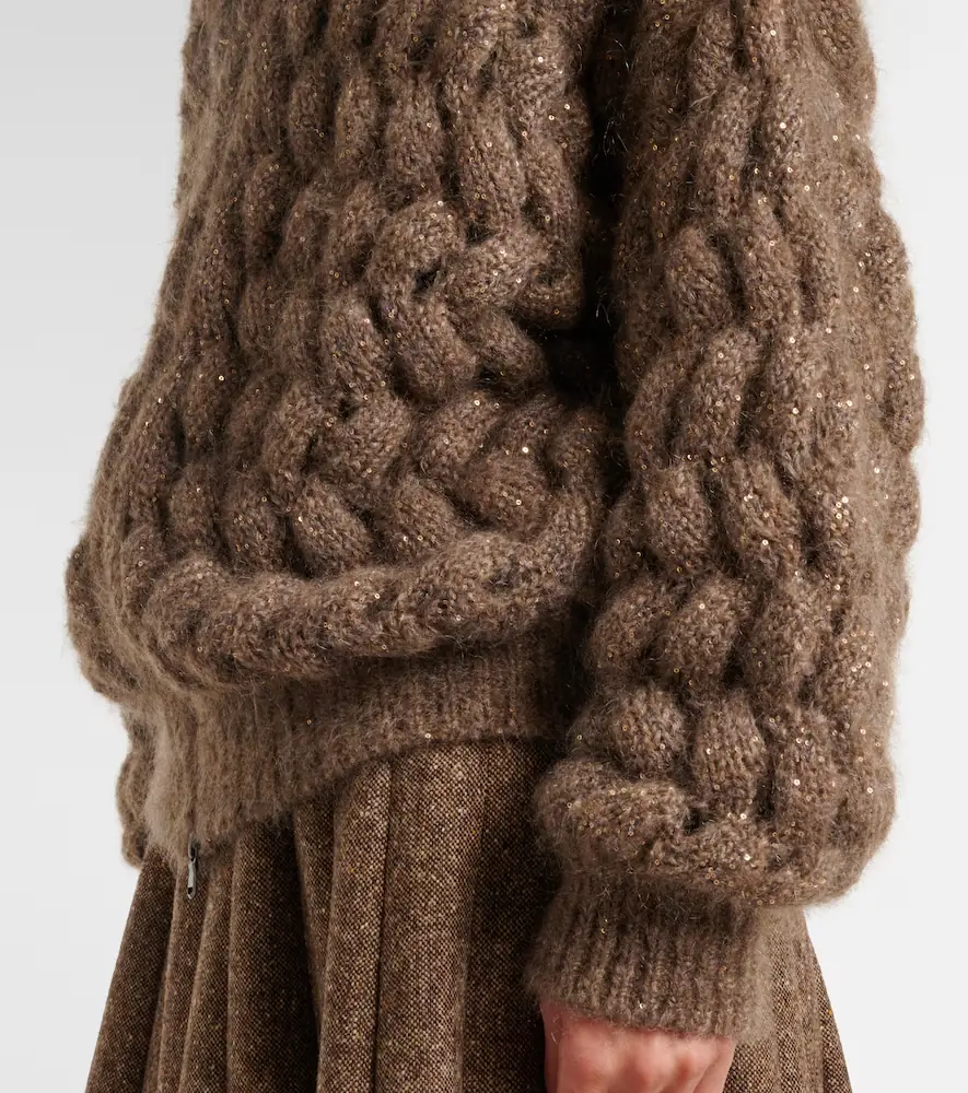 Brunello Cucinelli Open-knit sequined mohair and wool-blend cardigan | Thumbnail 4 Brunello Cucinelli Open-knit sequined mohair and wool-blend cardigan | Thumbnail 4
