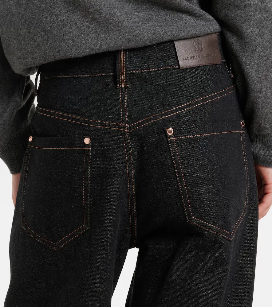 Brunello Cucinelli Leather-trimmed wide-leg jeans | Thumbnail 2 Brunello Cucinelli Leather-trimmed wide-leg jeans | Thumbnail 2