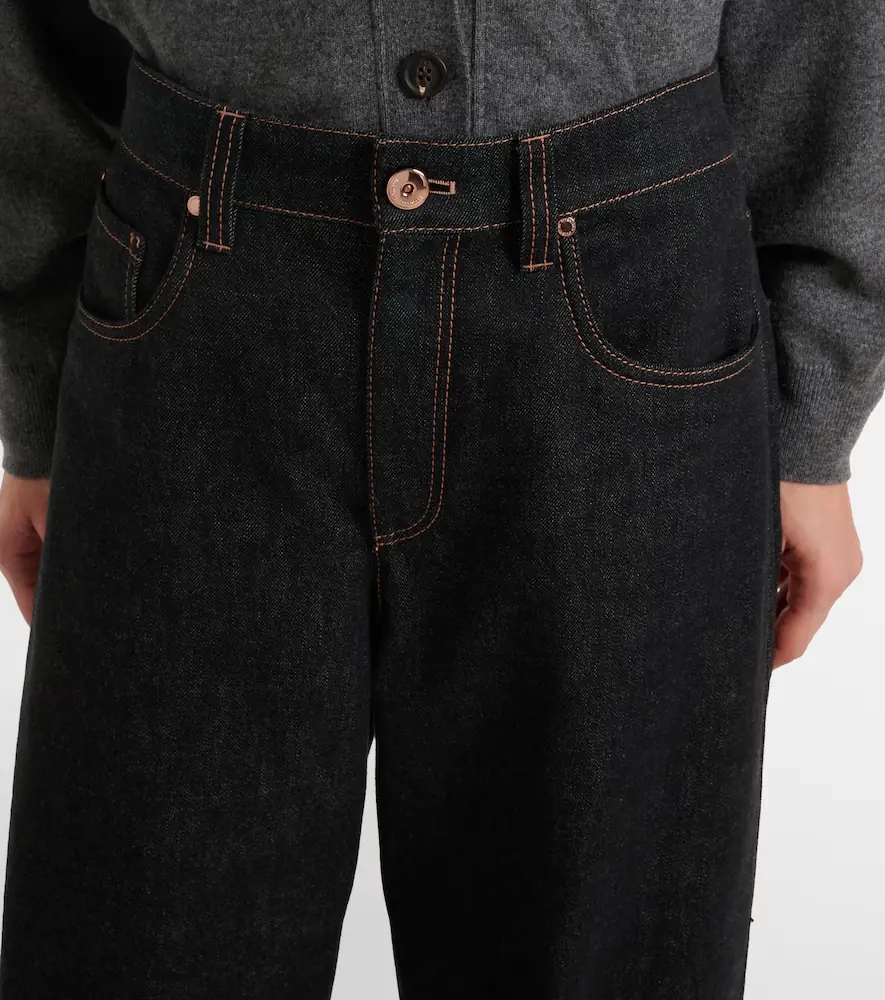 Brunello Cucinelli Leather-trimmed wide-leg jeans | Thumbnail 3 Brunello Cucinelli Leather-trimmed wide-leg jeans | Thumbnail 3