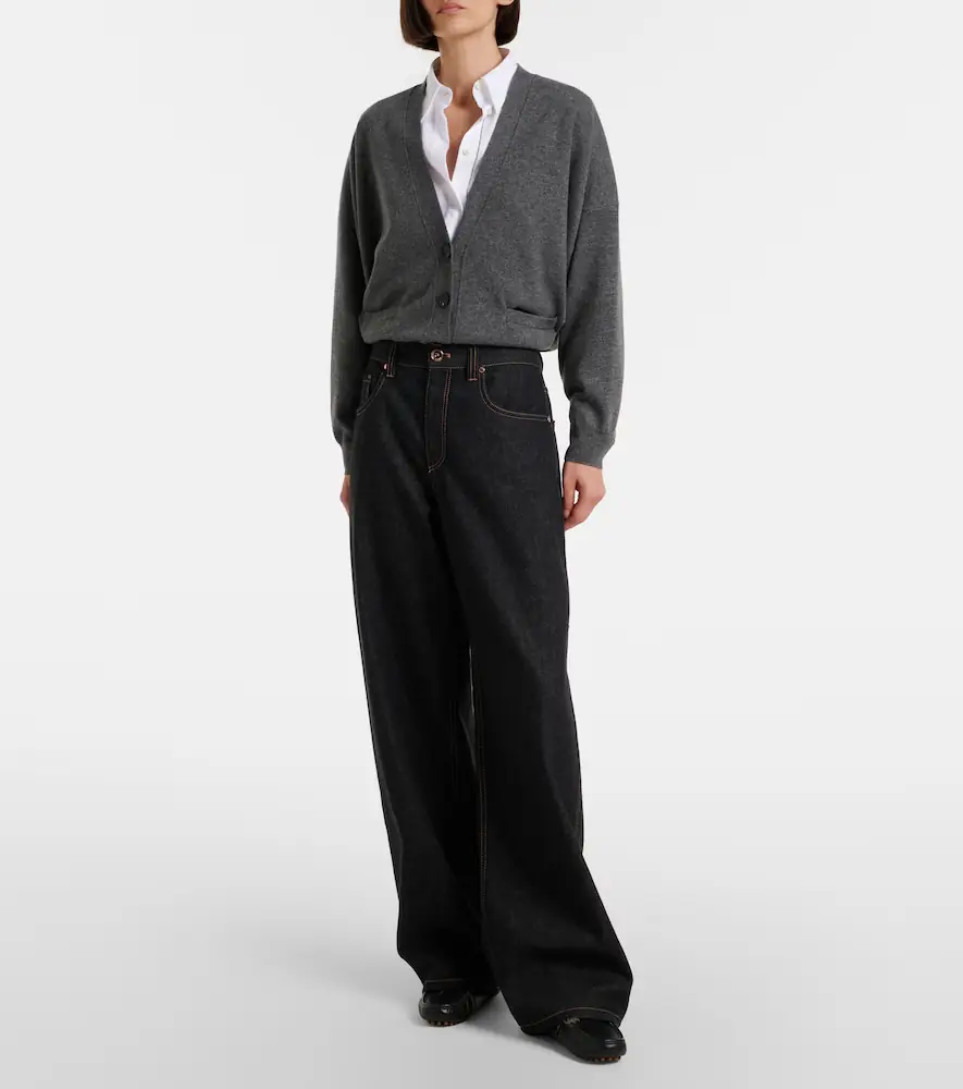 Brunello Cucinelli Leather-trimmed wide-leg jeans | Thumbnail 6 Brunello Cucinelli Leather-trimmed wide-leg jeans | Thumbnail 6