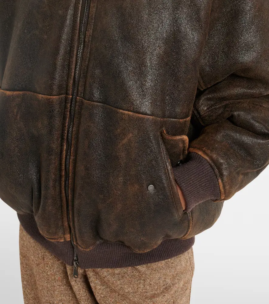 Brunello Cucinelli Monili shearling-trimmed leather blouson jacket | Thumbnail 6 Brunello Cucinelli Monili shearling-trimmed leather blouson jacket | Thumbnail 6