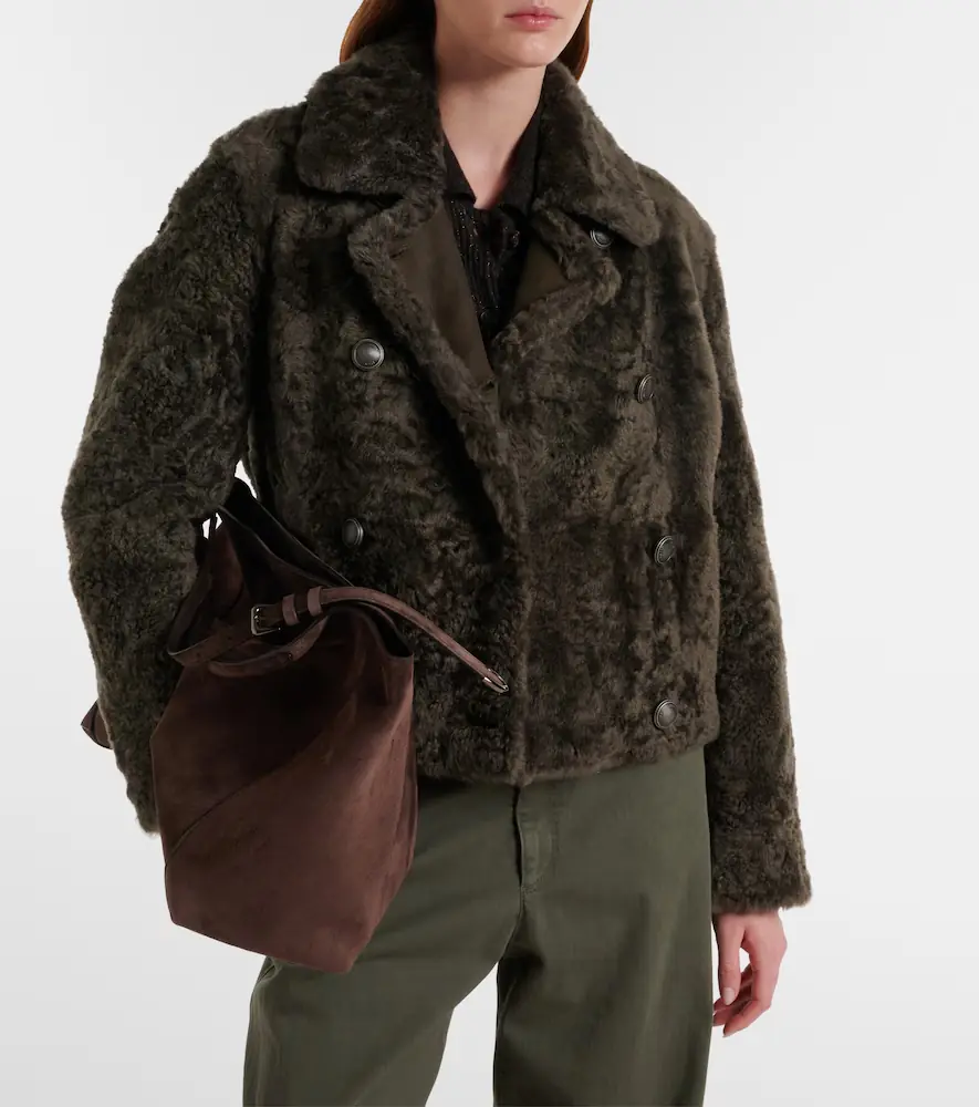 Brunello Cucinelli Cropped double-breasted shearling jacket | Thumbnail 3 Brunello Cucinelli Cropped double-breasted shearling jacket | Thumbnail 3