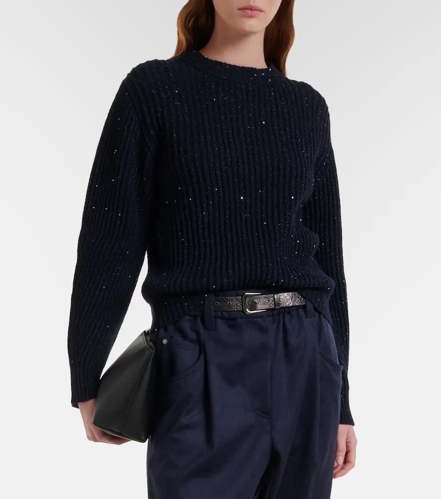 Brunello Cucinelli Sequined cashmere and wool-blend sweater | Thumbnail 4