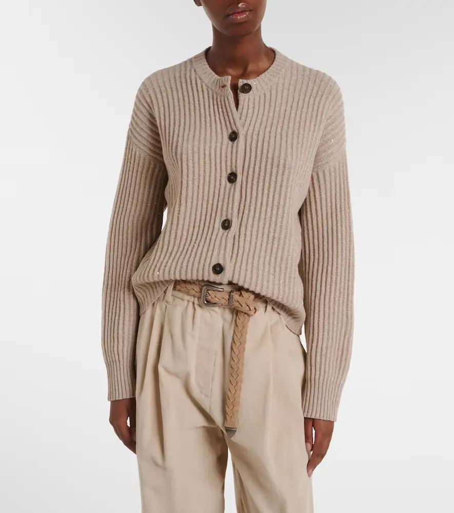 Brunello Cucinelli Ribbed-knit cashmere and wool-blend cardigan | Thumbnail 2 Brunello Cucinelli Ribbed-knit cashmere and wool-blend cardigan | Thumbnail 2