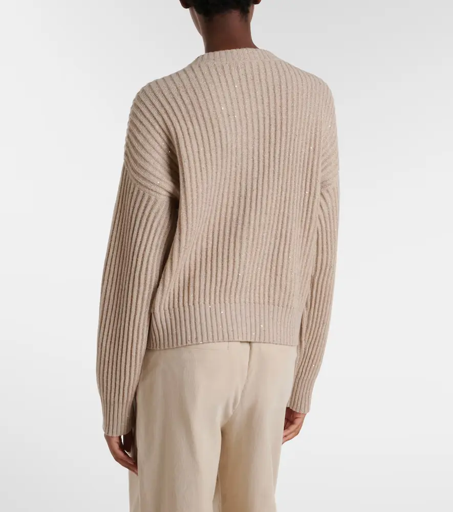 Brunello Cucinelli Ribbed-knit cashmere and wool-blend cardigan | Thumbnail 3 Brunello Cucinelli Ribbed-knit cashmere and wool-blend cardigan | Thumbnail 3
