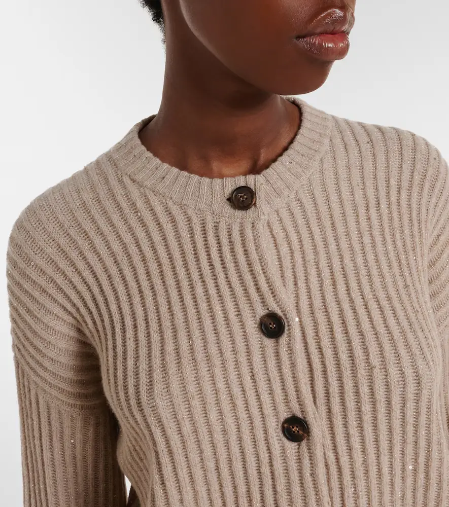 Brunello Cucinelli Ribbed-knit cashmere and wool-blend cardigan | Thumbnail 4 Brunello Cucinelli Ribbed-knit cashmere and wool-blend cardigan | Thumbnail 4