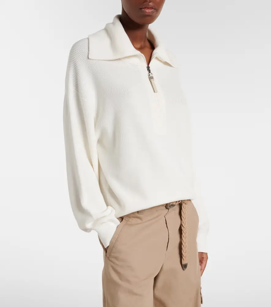 Brunello Cucinelli Monili oversized cotton half-zip sweater | Thumbnail 2