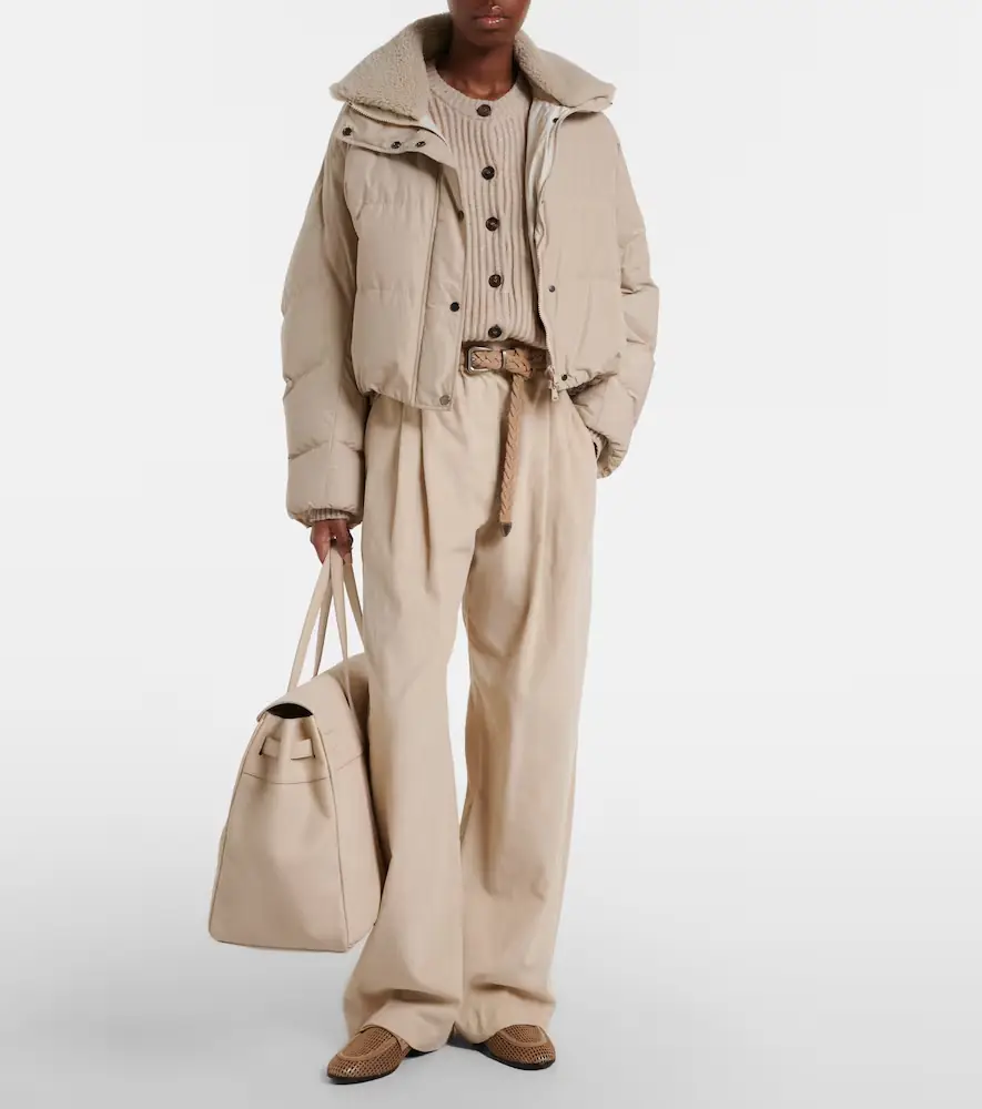 Brunello Cucinelli Shearling-trimmed cotton-blend down jacket | Thumbnail 2