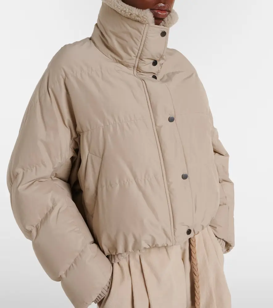 Brunello Cucinelli Shearling-trimmed cotton-blend down jacket | Thumbnail 4