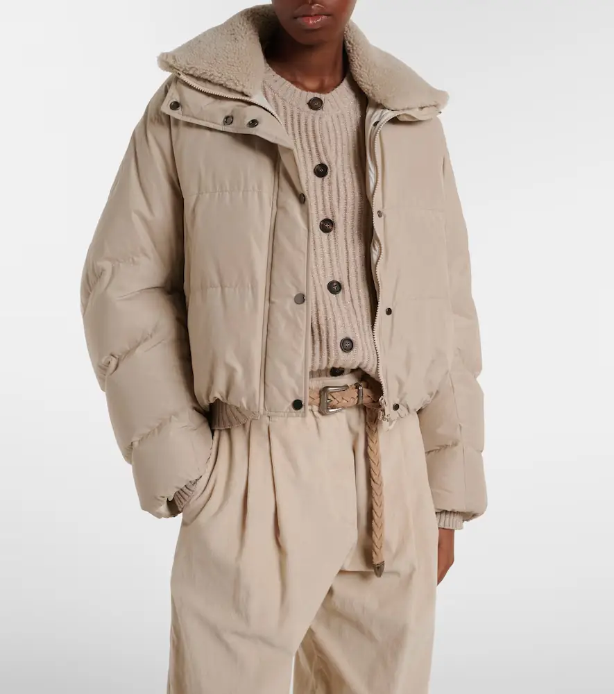 Brunello Cucinelli Shearling-trimmed cotton-blend down jacket | Thumbnail 6