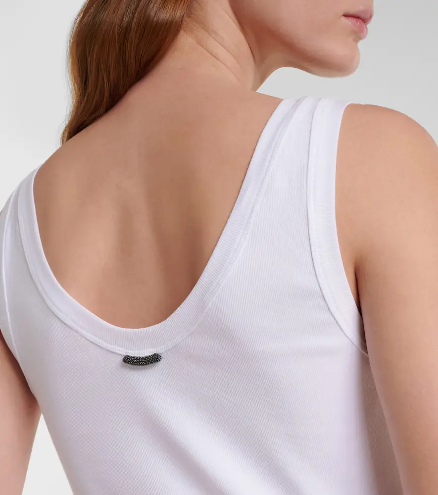 Brunello Cucinelli Monili cotton-blend tank top | Thumbnail 3 Brunello Cucinelli Monili cotton-blend tank top | Thumbnail 3
