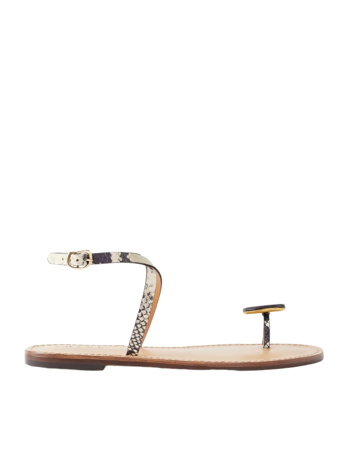 AMANU The Kigali Embellished Snake-effect Leather Flats