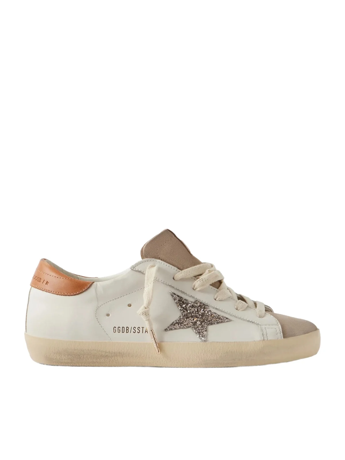 Super-star Distressed Glittered Suede-trimmed Leather Sneakers