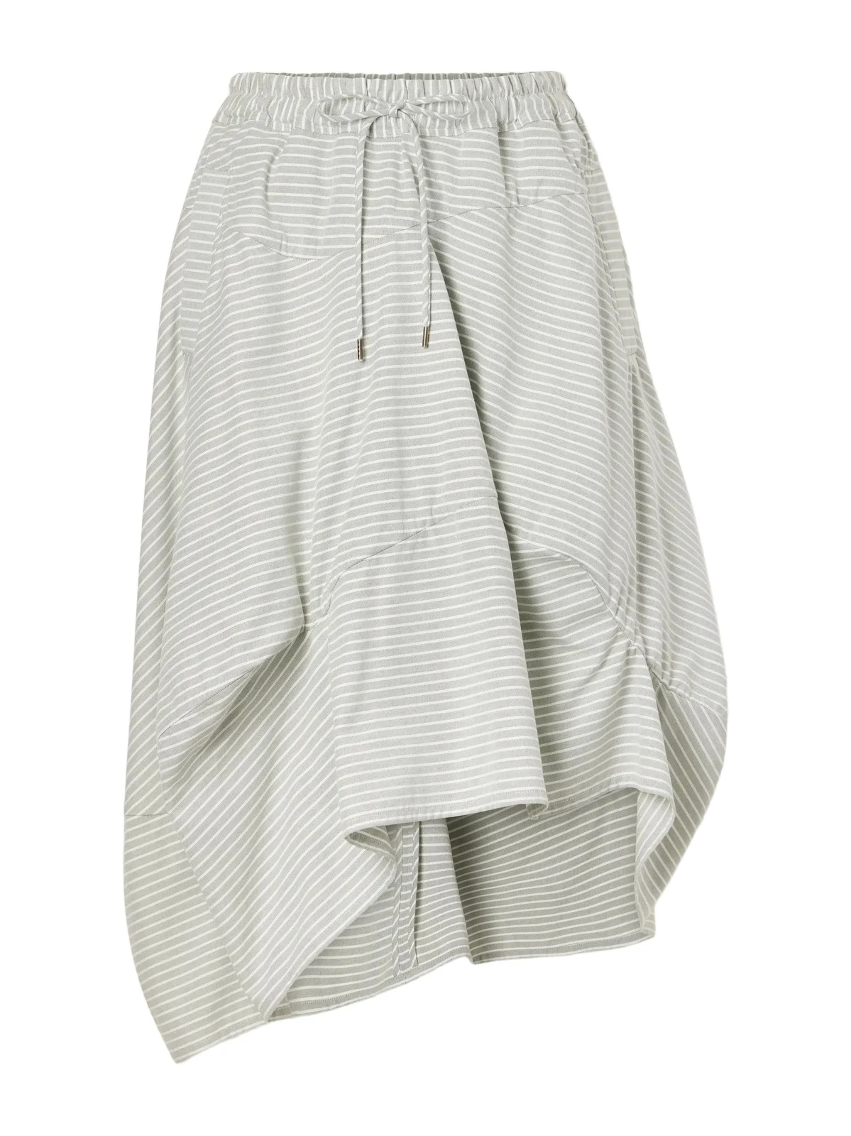 Aerodrome Asymmetric Striped Organic Cotton Drawstring Midi Skirt Aerodrome Asymmetric Striped Organic Cotton Drawstring Midi Skirt