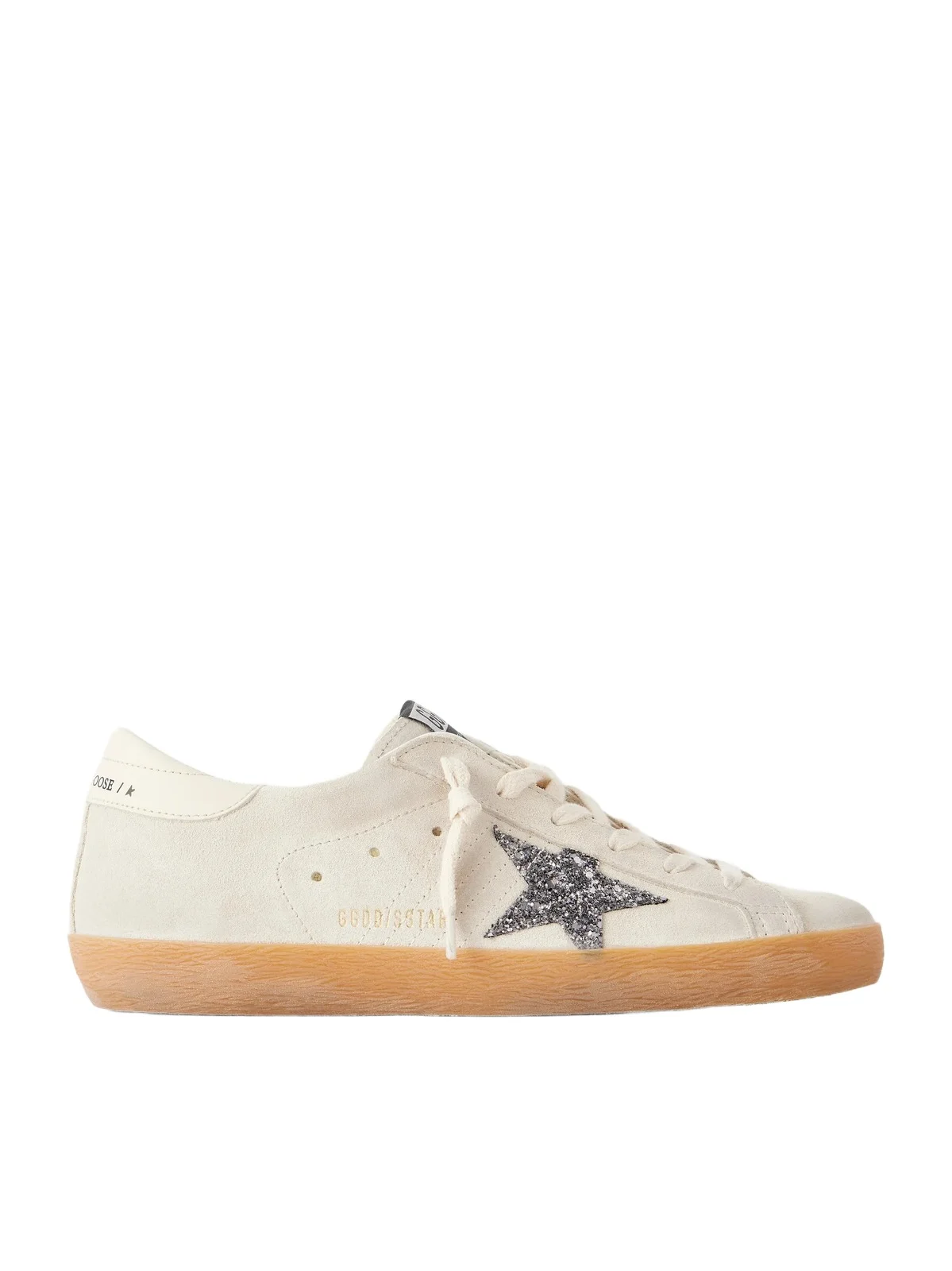 Super-star Distressed Glittered Leather-trimmed Suede Sneakers