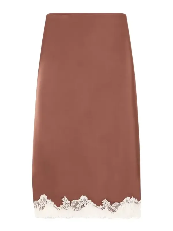 Marisol Lace-trimmed Satin Midi Skirt Marisol Lace-trimmed Satin Midi Skirt