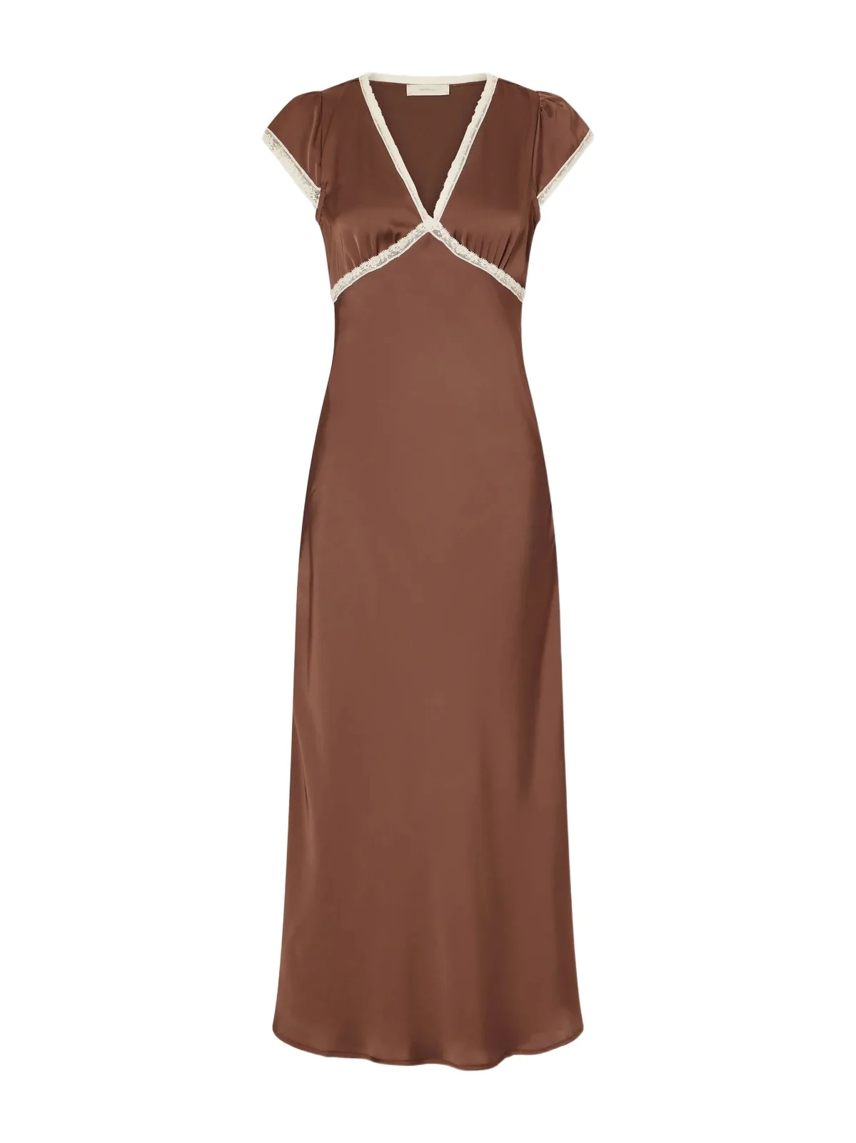 Elvira Lace-trimmed Satin Midi Dress