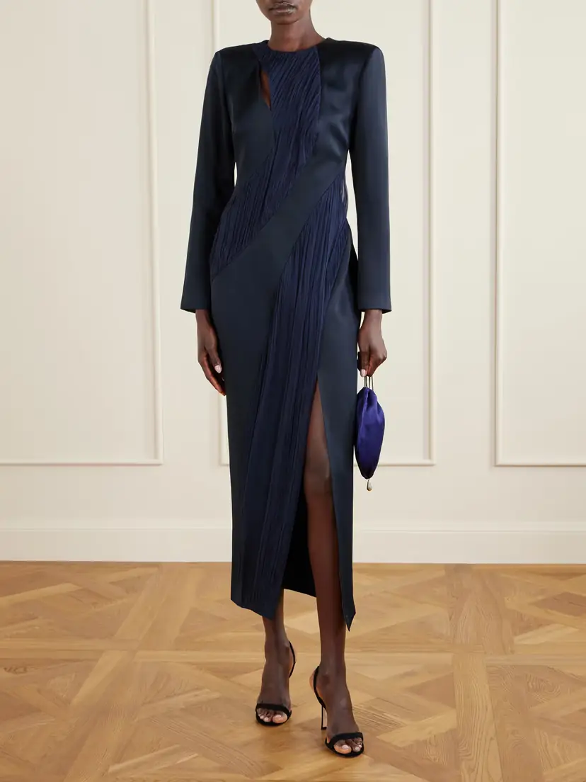 VIOLANTE NESSI Fontana Gathered Cady Midi Dress | Thumbnail 2 VIOLANTE NESSI Fontana Gathered Cady Midi Dress | Thumbnail 2