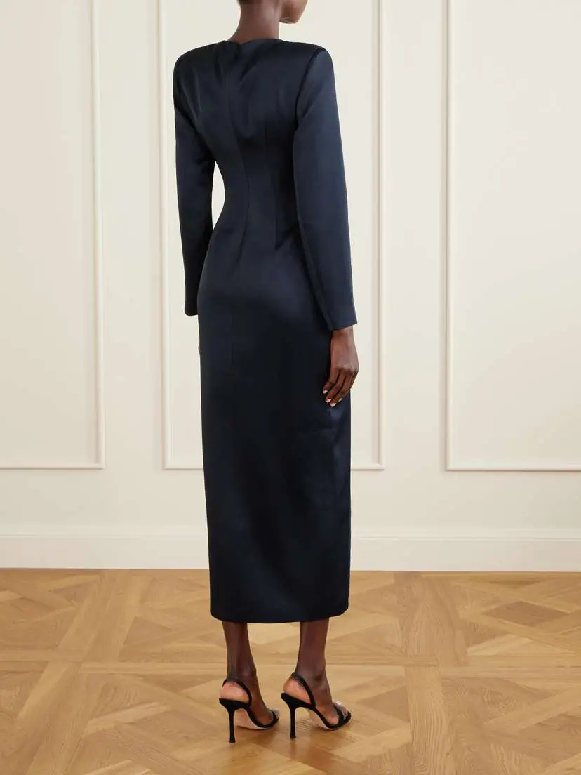 VIOLANTE NESSI Fontana Gathered Cady Midi Dress | Thumbnail 3 VIOLANTE NESSI Fontana Gathered Cady Midi Dress | Thumbnail 3