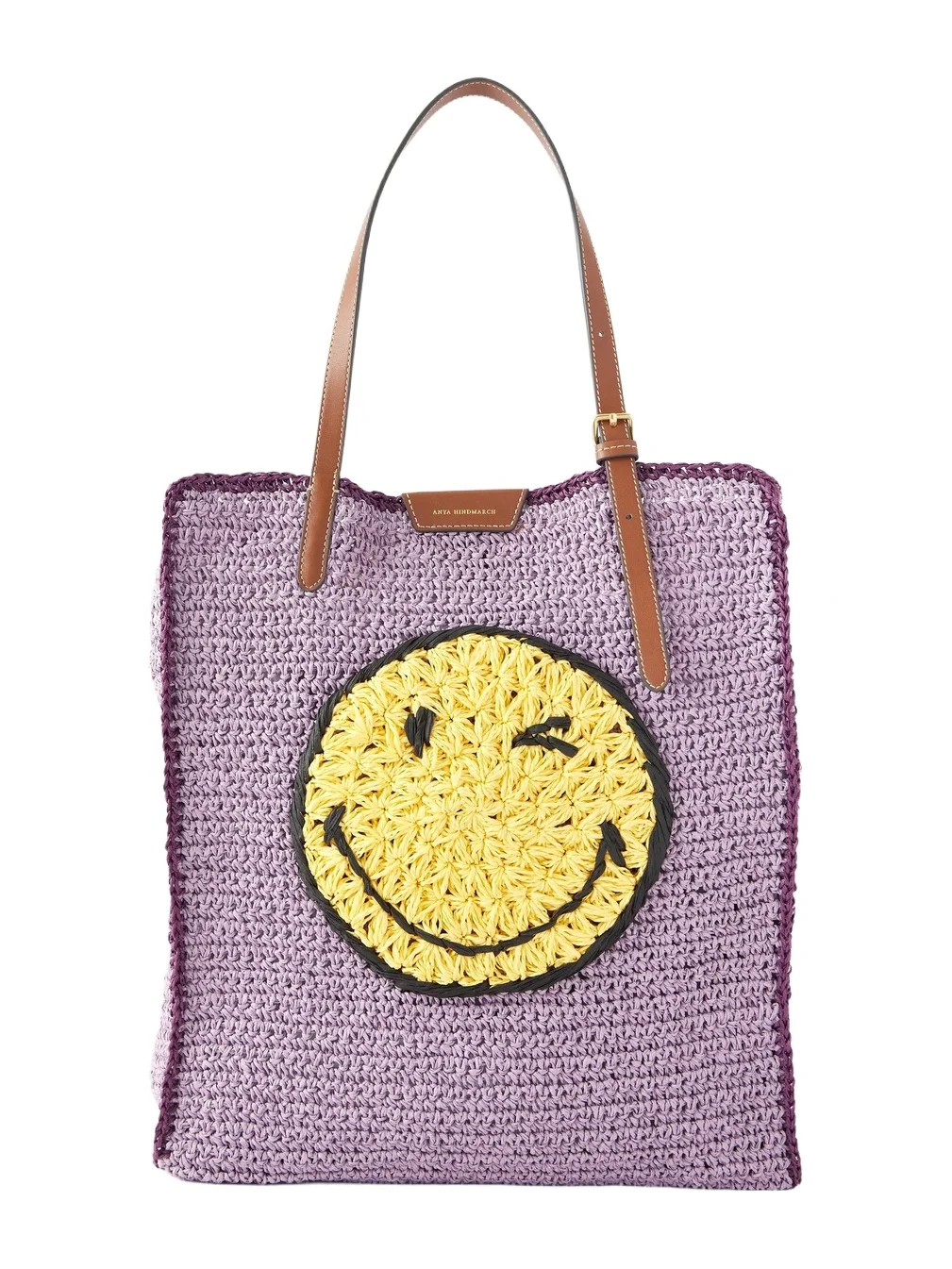 Wink Leather-trimmed Raffia Tote