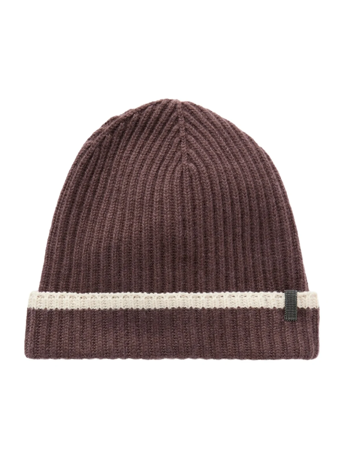 Brunello Cucinelli Embellished Striped Ribbed Cashmere Beanie