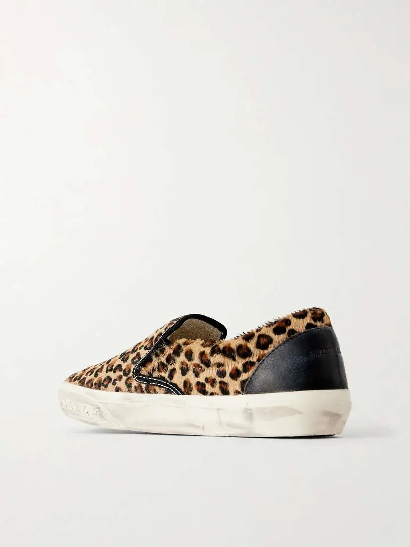 Golden Goose Vce Penstar Distressed Leather-trimmed Leopard-print Pony Hair Slip-on Sneakers | Thumbnail 3 Golden Goose Vce Penstar Distressed Leather-trimmed Leopard-print Pony Hair Slip-on Sneakers | Thumbnail 3