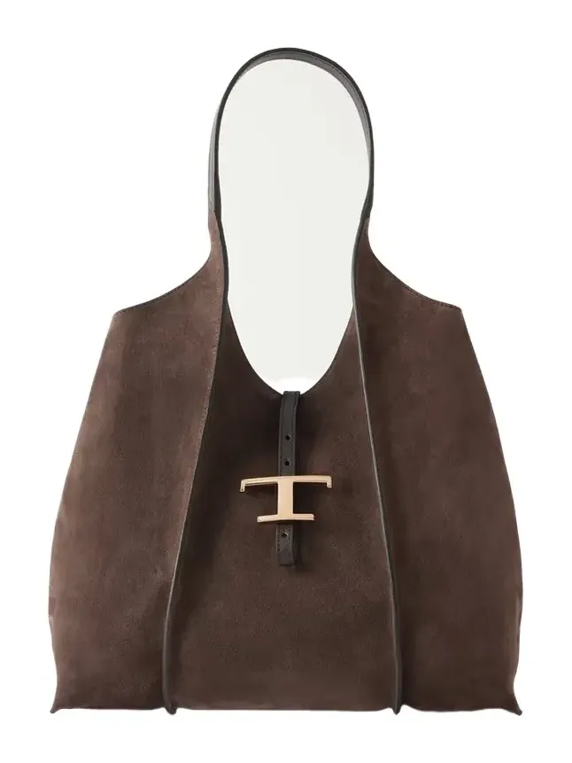 T Timeless Medium Suede Shoulder Bag