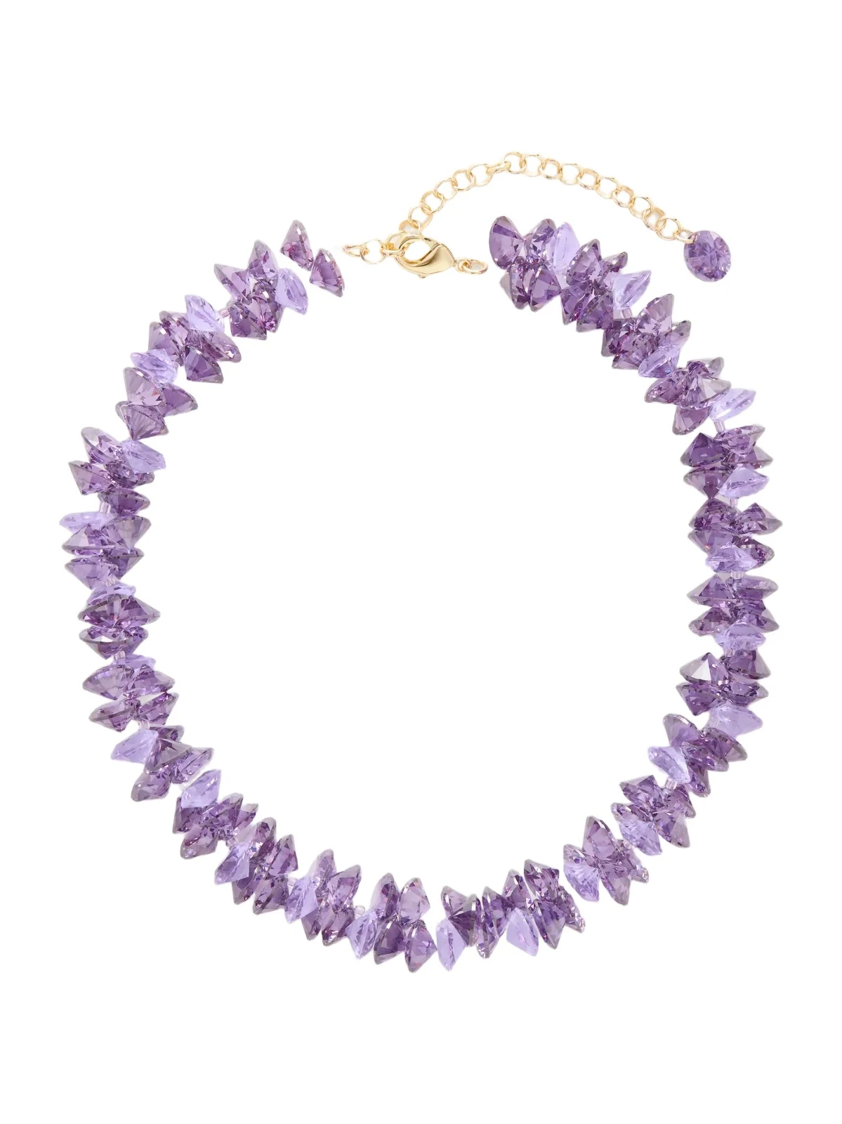 The Cubic Cluster Gold-tone Cubic Zirconia And Crystal Necklace - Purple The Cubic Cluster Gold-tone Cubic Zirconia And Crystal Necklace - Purple