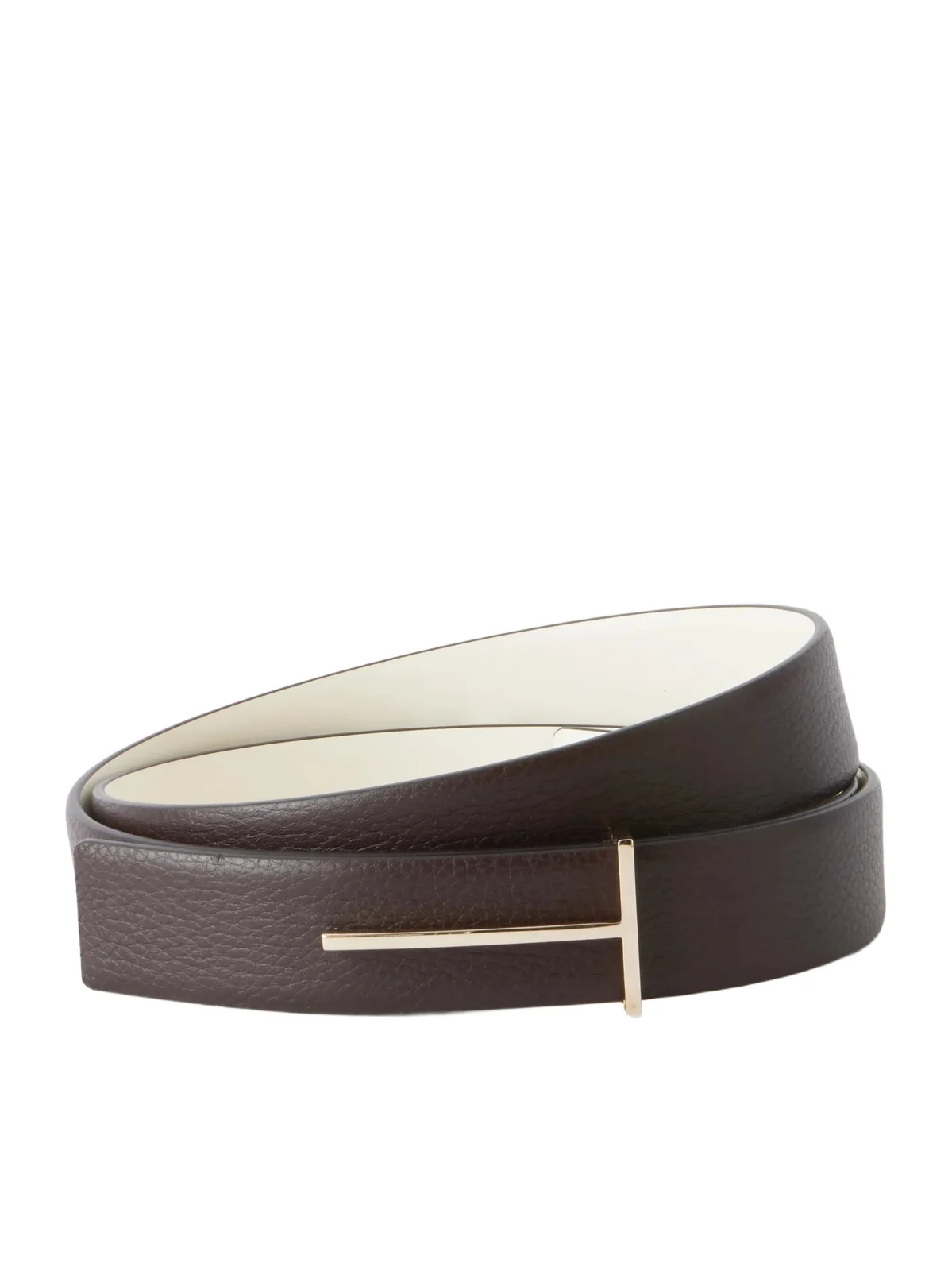 Slim T Textured-leather Belt