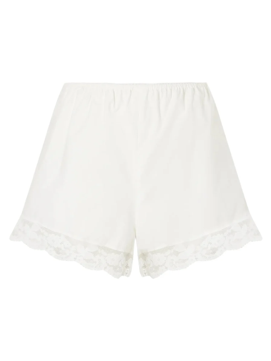 Cristina Lace-trimmed Cotton-poplin Shorts Cristina Lace-trimmed Cotton-poplin Shorts