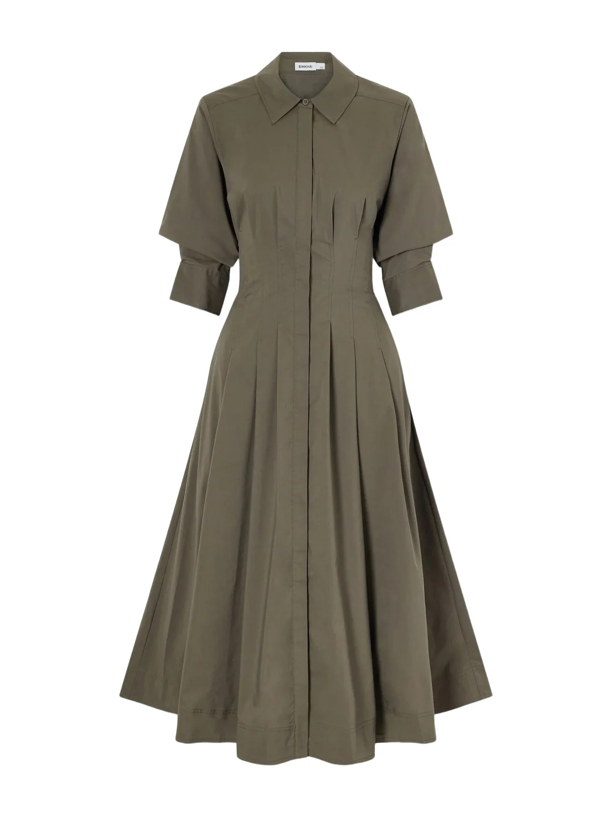 Jazz Pintucked Cotton-blend Poplin Midi Shirt Dress